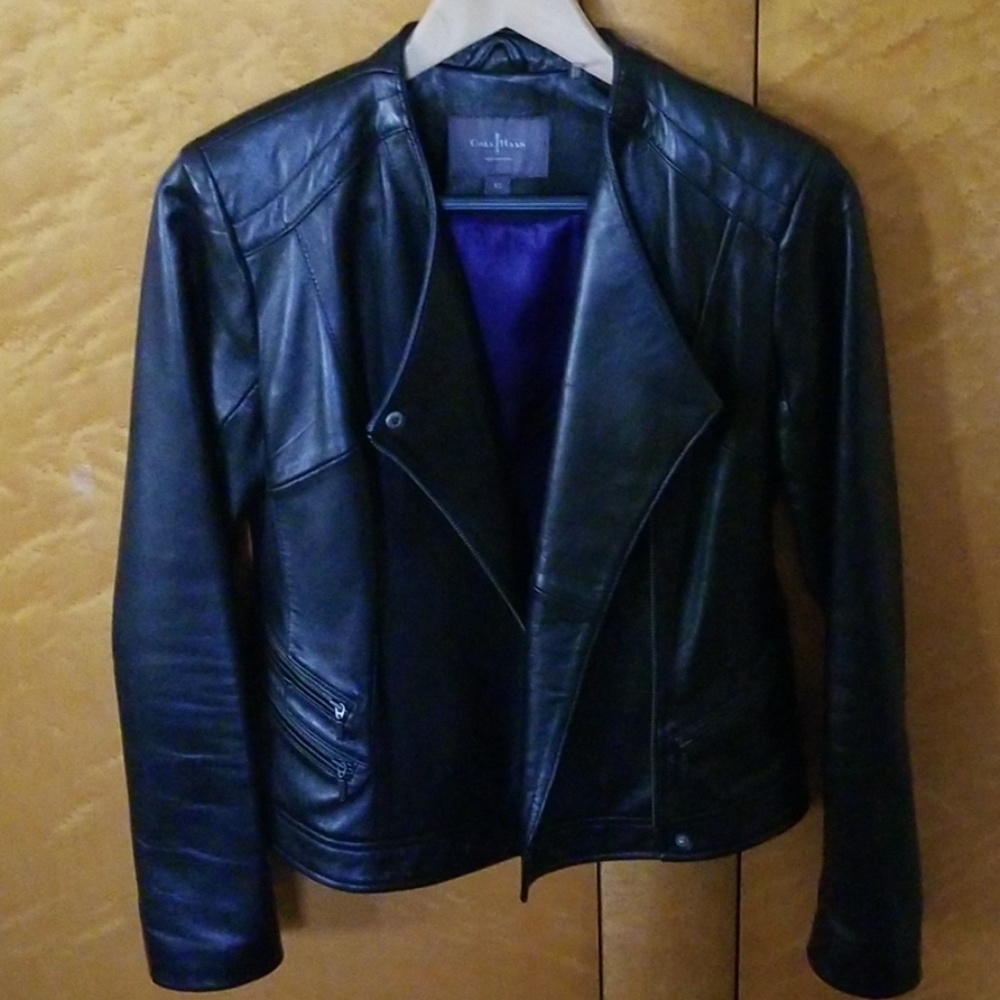 Cole Haan soft leather moto jacket, Like new